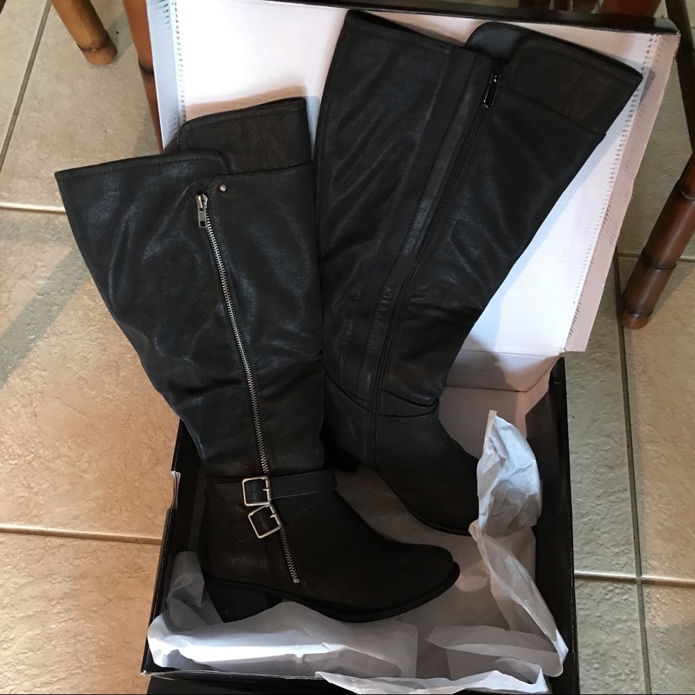 NIB Knee High Boots Wide Width Faux Suede